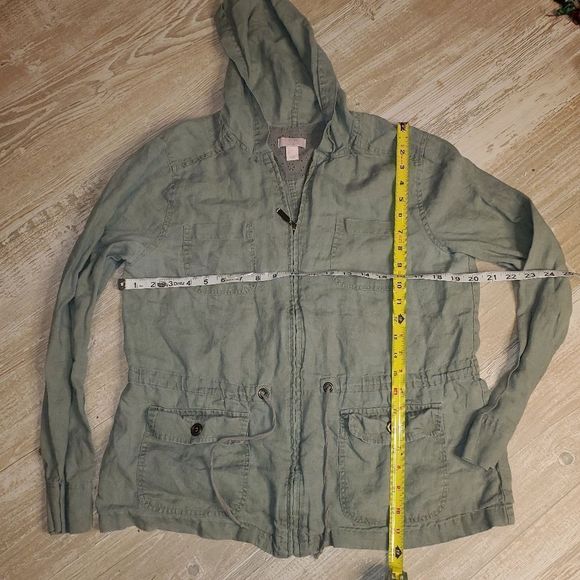 St. Tropez Green Linen Jacket with hood - Picture 1 of 4